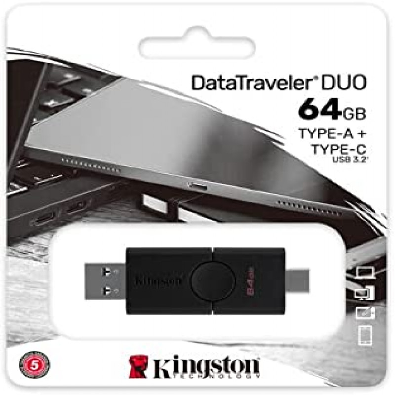 Kingston 64GB DataTraveler Duo USB Type-A and C Flash Drive