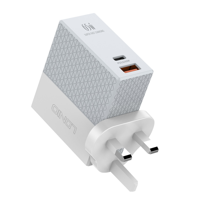 Ldnio Power Charger Adapter  65W PD & QC 3.0 USB Type-C (2 Ports) High