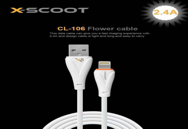 X-Scoot CL-122 Fast Charging Data Cable USB-A To Lightning 100 CM And 2.4 A Current - White