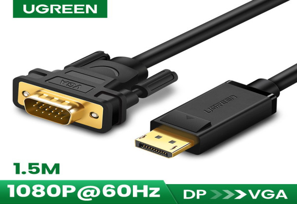 UGREEN 10247 DP105 DP Male to VGA Male 1.5m Cable -Black