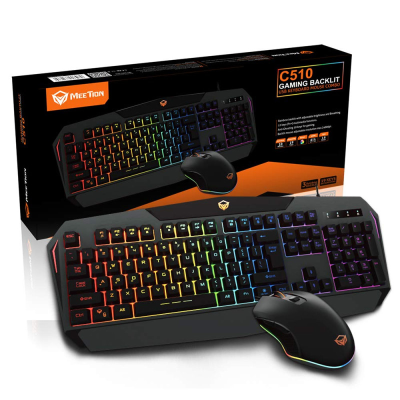 Backlit Rainbow Gaming Keyboard and Mouse Combo C510