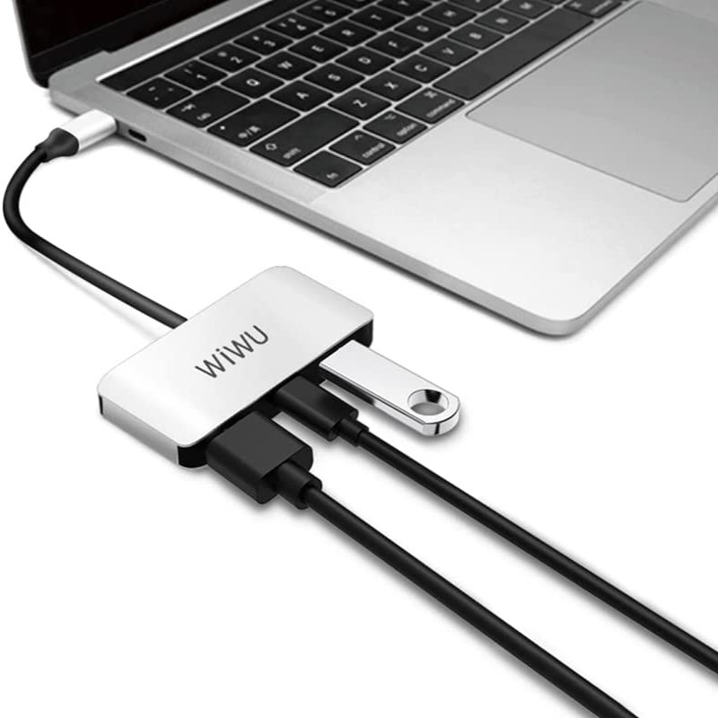 Wiwu Alpha C2H 3 In 1 Compatible For MacBook & Other Type-C - Gray