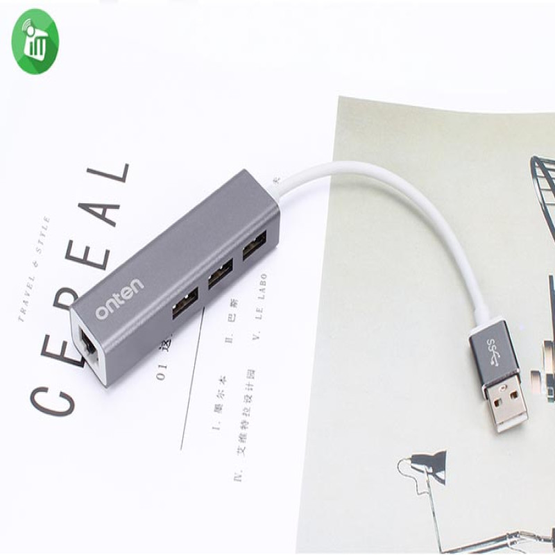 onten usb 3.0 to 3-port hub with ethernet  OTN-5220