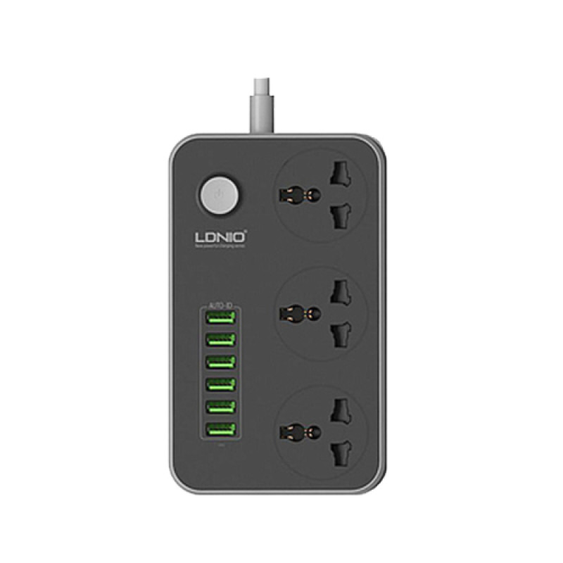 LDNIO SC3604 Power Strip Surge Protector with 3 Universal International Socket & Smart 6 USB Charging Ports 3.4A
