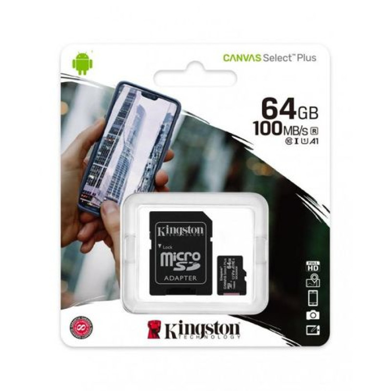 Kingston  64GB Canvas Select Plus  Memory Card with SD Adapter