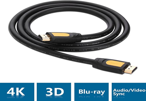 UGREEN HD101 (10167) HDMI Round Cable 5m (Yellow/Black)