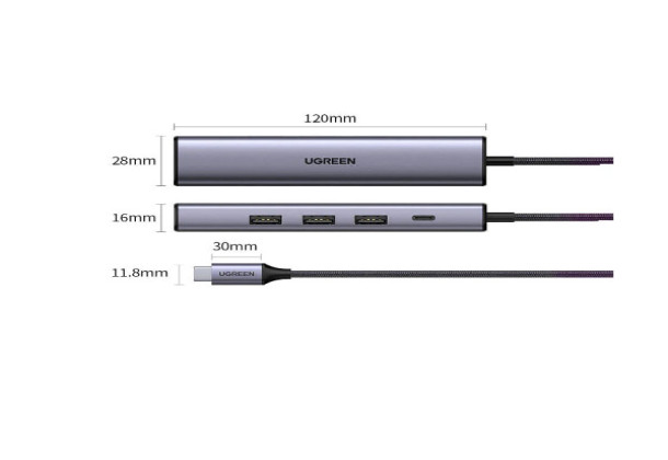 UGREEN 20932 CM475 USB-C Multifunction Gigabit Ethernet PD Adapter -Grey