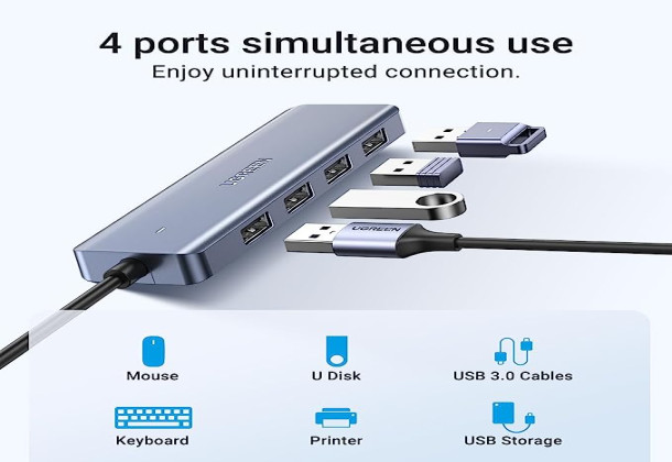 UGREEN  70336 USB C Hub 4 Ports USB Type C to USB 3.0 Hub Adapter with Charging Port