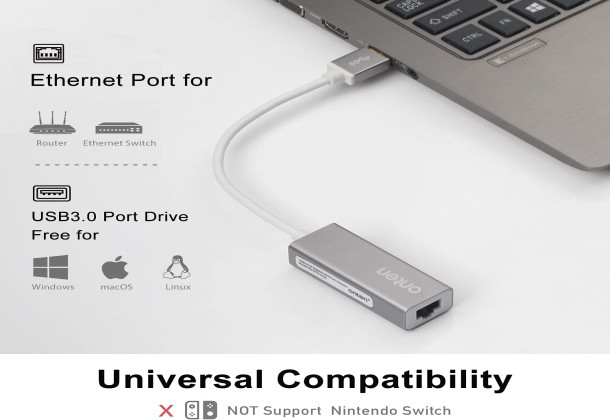 ONTEN OTN-U5225 USB 3.0 to Gigabit Ethernet Adapter – 1000Mbps | Gray