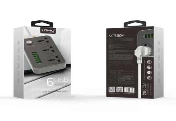 Ldnio Power Strip 3 Power Socket 6 USB 2.M