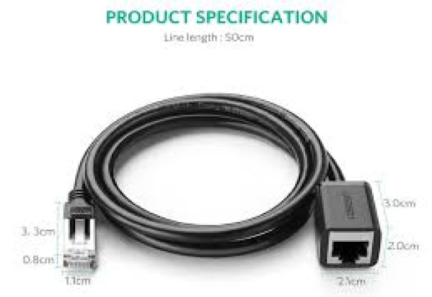 UGREEN CAT 6 f/utp ethernet RJ45  extension mel/femel patsh cords 3m black 1 Gbit/s - 3m 11282