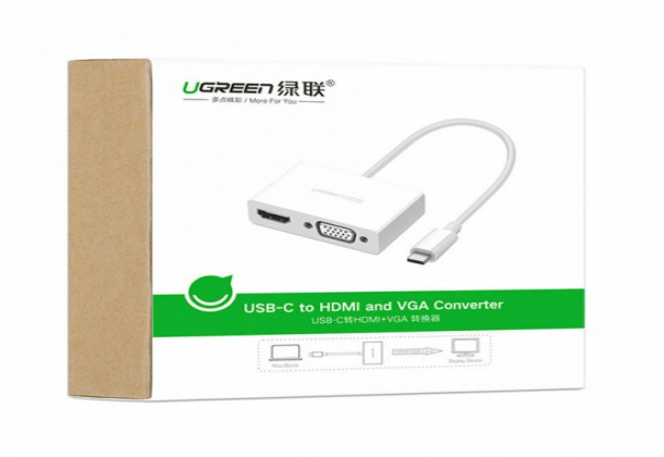 Ugreen adapter video converter USB Type C - HDMI / VGA white 30843