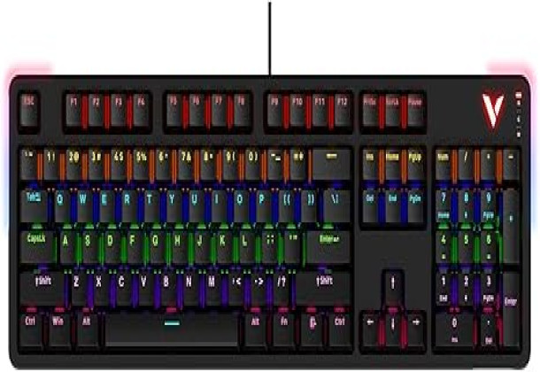 Rapoo V500 Pro Full-Size Mechanical Gaming Keyboard, 104 Keys Anti-Ghosting, Customizable Rainbow RGB Backlit, Multimedia Hotkeys, Removable Top Case, USB-C, Heavy Duty, 2024 Edition, Brown Switch