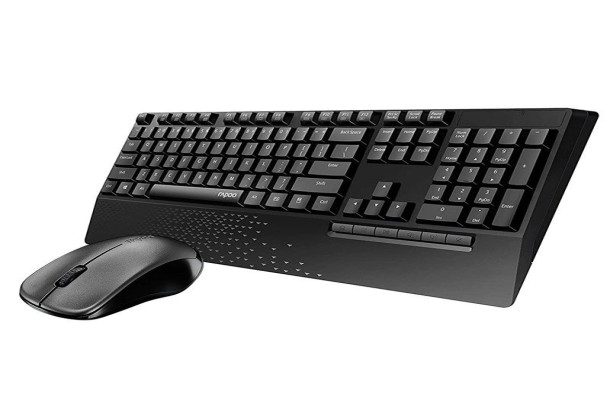 Rapoo X1960 Wireless Spill-resistant Keyboard And Mouse Combo w/Palm Rest - Black