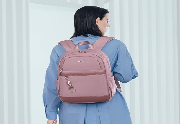 Chantria Small 13L Women’s Backpack – Compact, Multi-Pocket & Water-Resistant | Fits 14”inch Laptop | Stylish Casual Daypack with Fashion Pendant - CB00648-Kashmir