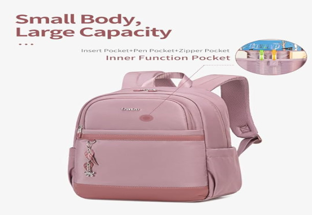 Chantria Small 13L Women’s Backpack – Compact, Multi-Pocket & Water-Resistant | Fits 14”inch Laptop | Stylish Casual Daypack with Fashion Pendant - CB00648-Kashmir