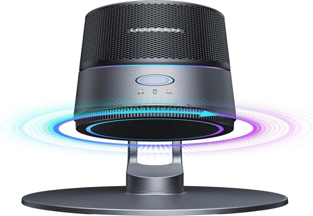 UGREEN 35629 Microphone for PC, USB Mic with RGB Lights, Mute Button, 24bit/96kHz, Cardioid Polar Pattern, Volume Control, Condenser Microphone for Streaming, Gaming, Podcasting, Recording, Laptop, PS5