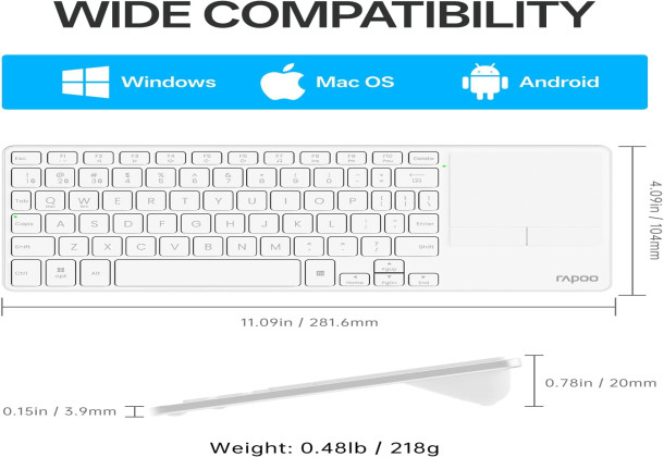 Rapoo E900T Portable Wireless Keyboard with Touchpad, white 13223
