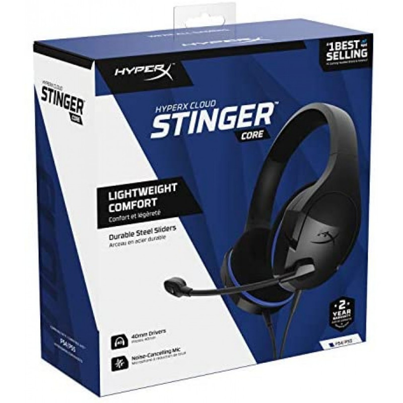 HyperX Cloud Stinger Core - Gaming Headset for PlayStation 4 and PlayStation 5, Over-Ear Wired Headset with Mic, Passive Noise Cancelling, Immersive In-Game Audio, In-Line Audio Control, Black